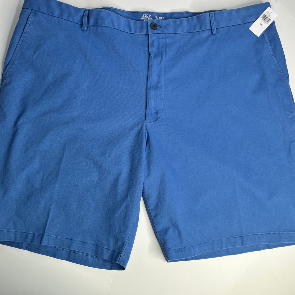 Izod Saltwater Blue Flat Front Chino Shorts New 50